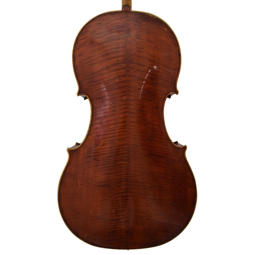 134 - Good English violoncello probably by and labelled Bernard Fendt, London 1851, the two piece back of ... 