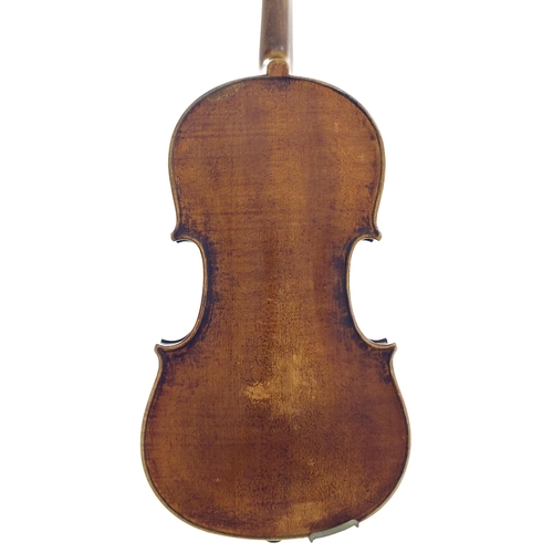 18 - French violin labelled Louis Collenot, Luthier á Paris 1924, the one piece back of almost plainish w... 