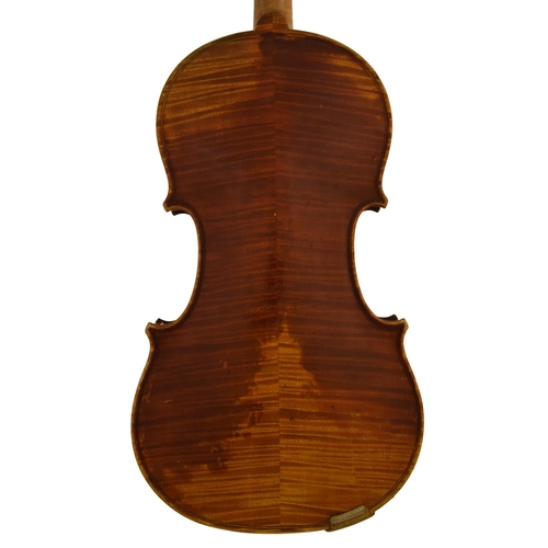 21 - German violin by Paul Knorr circa 1920 and branded P*K* to the inner back, the two piece back of med... 