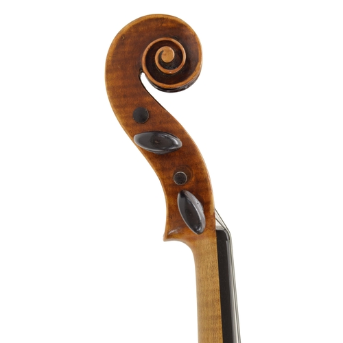 24 - 19th century Bohemian violin bearing the repairer's label of Emil Hjorth dated 1895, the one piece b... 