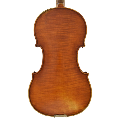 3 - Violin by and labelled Louis Frank Milton, Bedford, England, no. 16, 1923, the one piece back of med... 