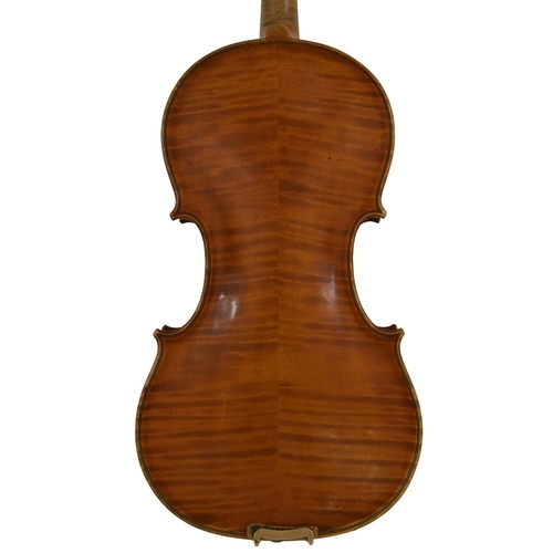 33 - French violin labelled Degani Eugenio fece Venezia-Anno 1891, the two piece back of broad curl with ... 