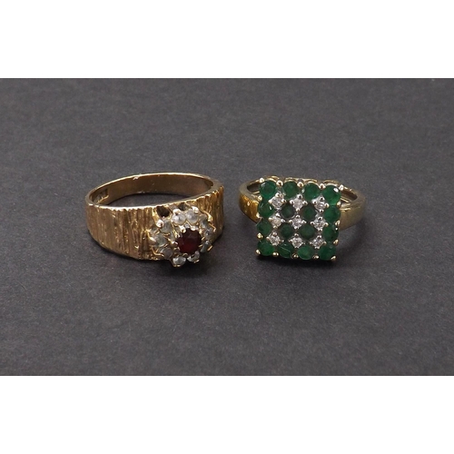 48 - Two 9ct dress cluster rings, 6.2gm (2)