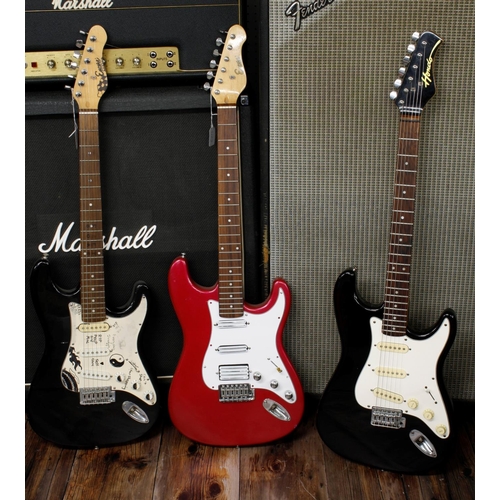 403 - Three S Type electric guitars in various conditions to include a Hondo and two by Encore (3)... 