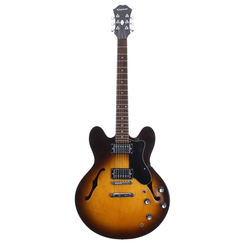 416 - 2001 Epiphone Dot semi-hollow body electric guitar, made in Korea; Finish: two-tone sunburst, heavy ... 