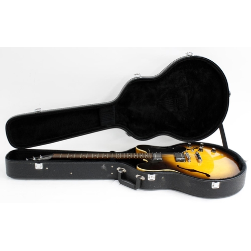 416 - 2001 Epiphone Dot semi-hollow body electric guitar, made in Korea; Finish: two-tone sunburst, heavy ... 