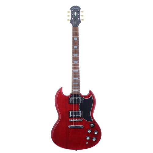 417 - 1990s Epiphone SG electric guitar; Finish: cherry red, minor imperfections; Fretboard: rosewood; Fre... 