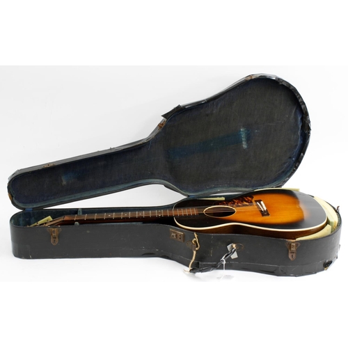 426 - 1930s Kalamazoo KG-14 acoustic guitar, made in USA; Finish: sunburst, repaired crack towards the cen... 