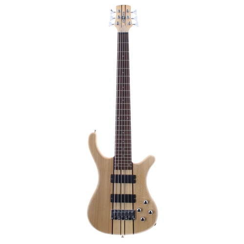 432 - Gear4Music six string bass guitar; Finish: natural; Fretboard: rosewood; Frets: good; Electrics: in ... 