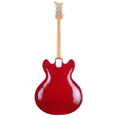 438 - 1960s Teisco Vegas 66 hollow body electric guitar, made in Japan, ser. no. 3xxxx1; Finish: red, mino... 