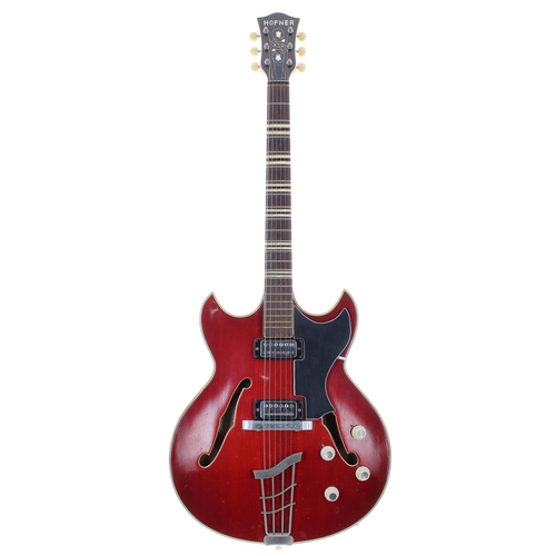 442 - 1965 Hofner Verithin Deluxe hollow body electric guitar, made in Germany, ser. no. 1xx0; Finish: che... 