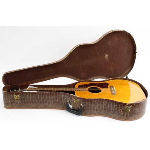 444 - Gibson J-50 acoustic guitar, made in USA, circa 1966; Back and sides: mahogany, light areas of check... 