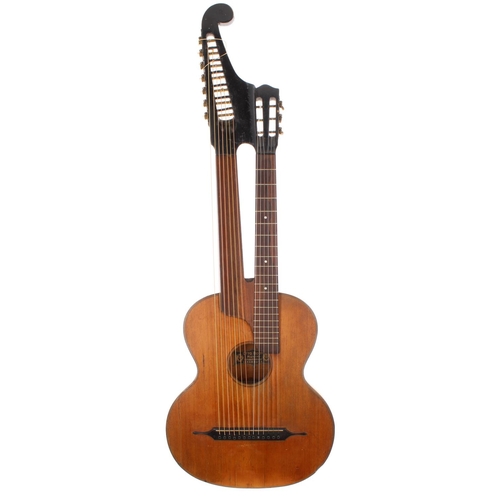 Early 20th century double neck harp guitar by Otto Body Innsbruck