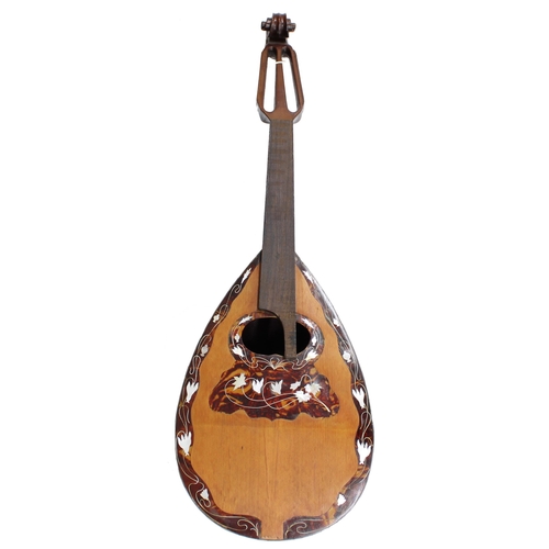 1290 - 20th century Neapolitan style mandolin, with fluted bowl back and faux tortoiseshell and mother of p... 