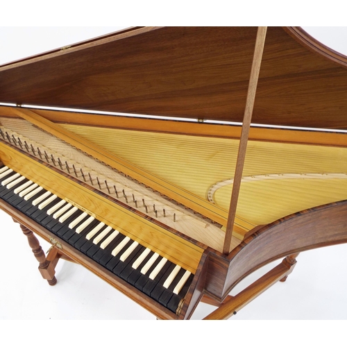 Fine contemporary English walnut bentside spinet made by Geoff Hughes ...