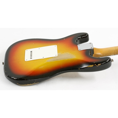 348 - 1965 Fender Stratocaster electric guitar, made in USA, ser. no. L5xxx6; Finish: sunburst, buckle ras... 