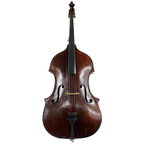 2511 - Interesting double bass circa 1900, possibly Italian and unlabelled, total length of back including ... 