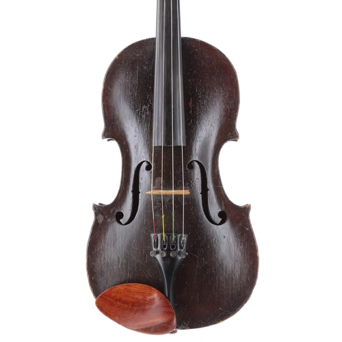 2437 - Early viola, probably Dutch circa 1820, unlabelled, the two piece back of faint medium curl with sim... 