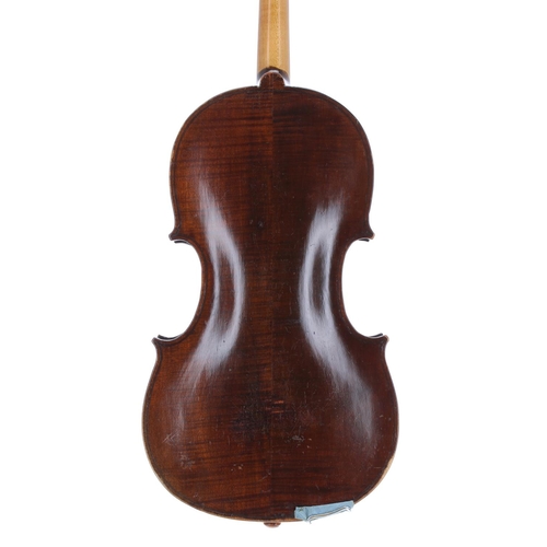 2437 - Early viola, probably Dutch circa 1820, unlabelled, the two piece back of faint medium curl with sim... 