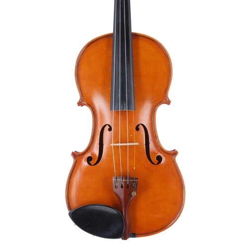 2446 - Contemporary English violin by and stamped Harold Lester Styles, Bath 1980 to the inner back, 13 15/... 