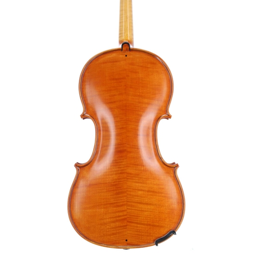 2446 - Contemporary English violin by and stamped Harold Lester Styles, Bath 1980 to the inner back, 13 15/... 