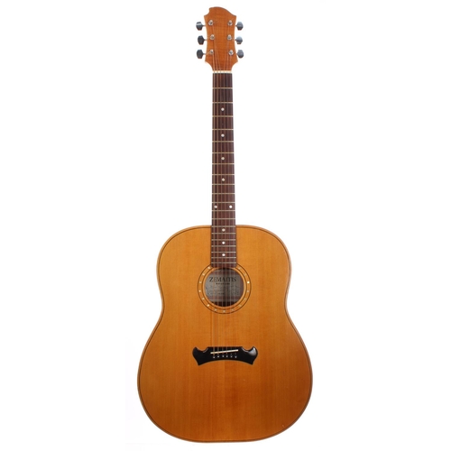 480M - 1978 Anthony Zemaitis student acoustic guitar, made in England; Back and sides: mahogany, minor mark... 