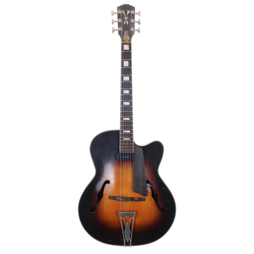 77 - 1958 Levin 330 archtop guitar, made in Sweden; Finish: sunburst, hairline cracks to side lower bout ... 