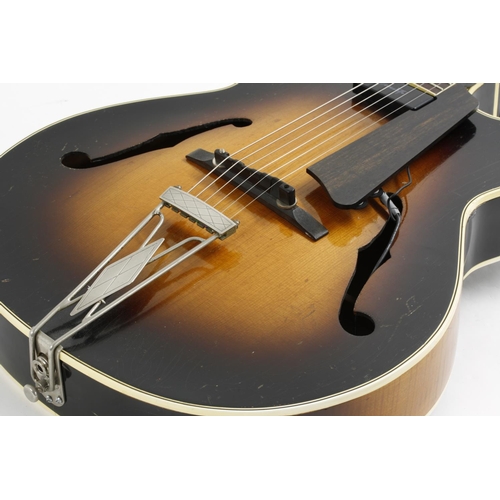 77 - 1958 Levin 330 archtop guitar, made in Sweden; Finish: sunburst, hairline cracks to side lower bout ... 