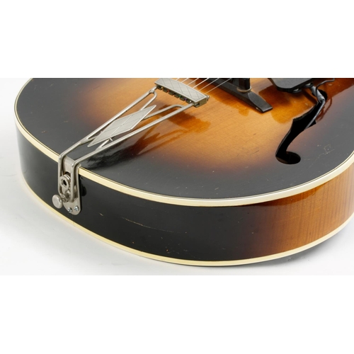 77 - 1958 Levin 330 archtop guitar, made in Sweden; Finish: sunburst, hairline cracks to side lower bout ... 