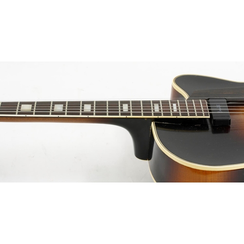 77 - 1958 Levin 330 archtop guitar, made in Sweden; Finish: sunburst, hairline cracks to side lower bout ... 