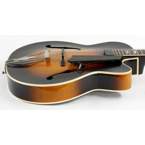 77 - 1958 Levin 330 archtop guitar, made in Sweden; Finish: sunburst, hairline cracks to side lower bout ... 