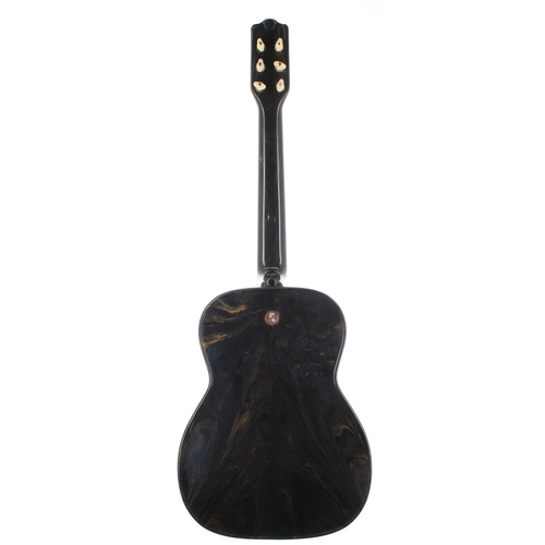 159 - Early 1950s Maccaferri Islander acoustic guitar with black acrylic and cream Dow Styron body, soft b... 