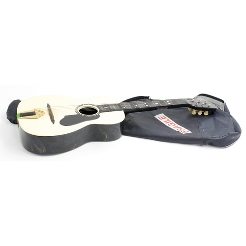 159 - Early 1950s Maccaferri Islander acoustic guitar with black acrylic and cream Dow Styron body, soft b... 