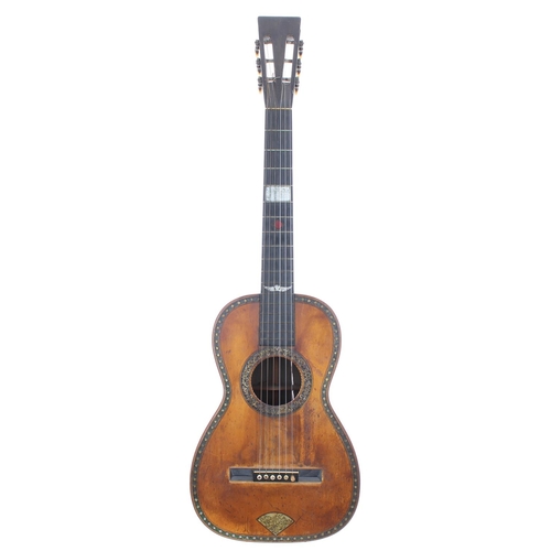 490 - Interesting 19th century guitar in need of restoration, probably French; Back and sides: Brazilian r... 