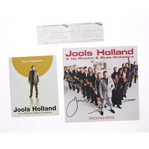 566 - Jools Holland - autographed 'Rocking Horse' vinyl record; together with a 2014 souvenir tour program... 