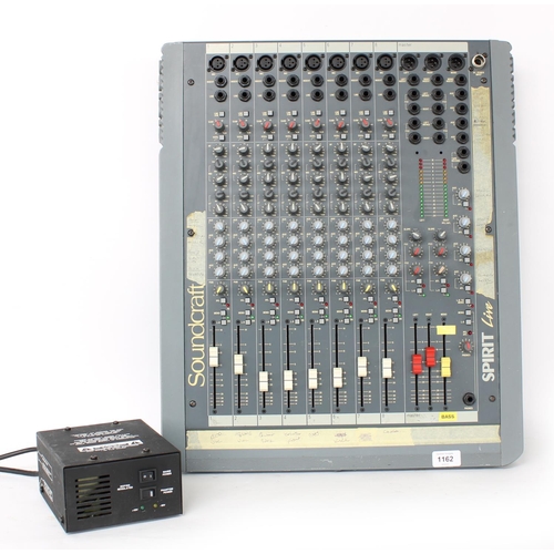 1316 - Soundcraft Spirit Live eight track audio mixer, with original power supply