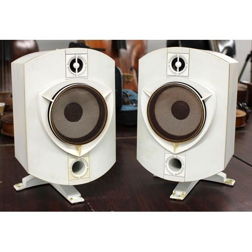 1313 - Pair of B&W Rock Solid white speaker monitors (speaker grilles slightly rusted)