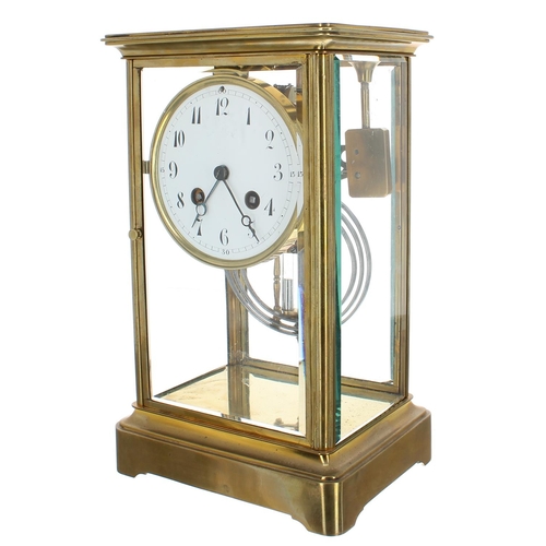 1251 - French brass four glass two train mantel clock, the S. Marti movement striking on a gong, the 4