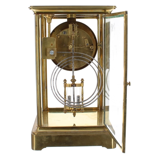 1251 - French brass four glass two train mantel clock, the S. Marti movement striking on a gong, the 4