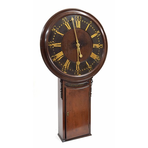 1303 - Fine and rare mahogany striking tavern clock, the large five pillar two-train bell striking movement... 