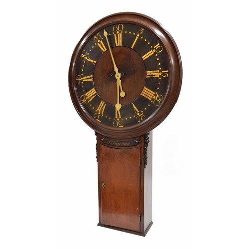 1303 - Fine and rare mahogany striking tavern clock, the large five pillar two-train bell striking movement... 