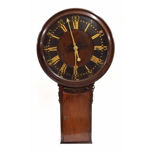 1303 - Fine and rare mahogany striking tavern clock, the large five pillar two-train bell striking movement... 