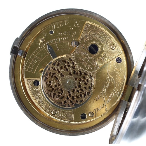 254 - George III silver verge pair cased pocket watch, London 1819, the fusee movement signed J.W. Stamfor... 