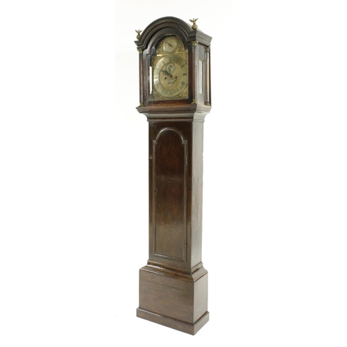 1318 - Oak eight day longcase clock with 5-pillar movement, the 12