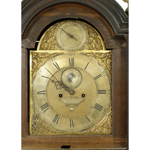 1318 - Oak eight day longcase clock with 5-pillar movement, the 12