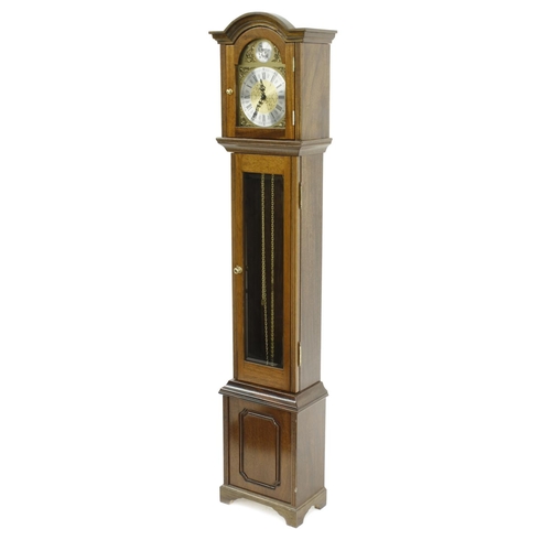 1319 - Contemporary mahogany three train grandmother clock, the 8