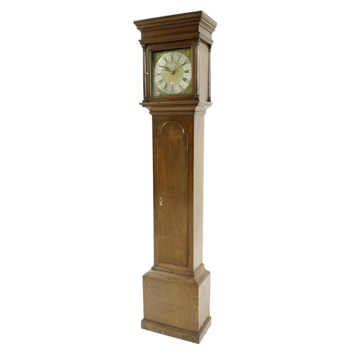 1328 - Oak thirty hour longcase clock, the 10.75