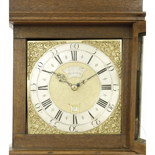 1328 - Oak thirty hour longcase clock, the 10.75