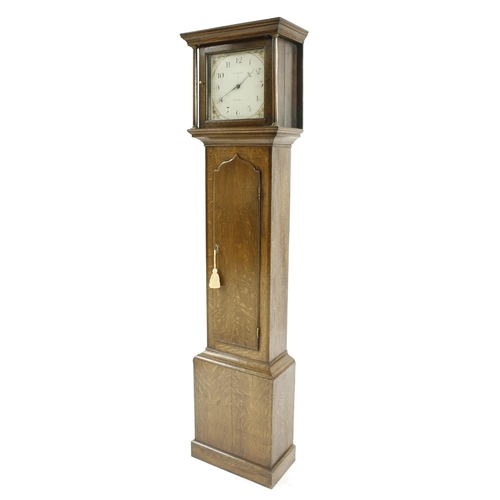 1329 - Oak thirty hour longcase clock, the 11