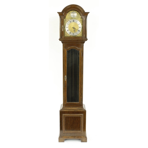 1335 - Oak three train grandmother clock, the 9.25